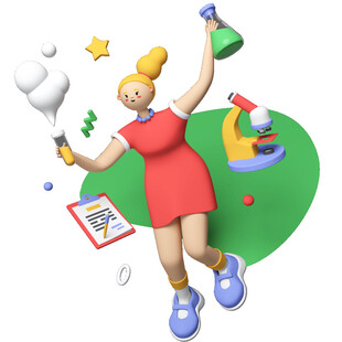 科学实验少女3D插画