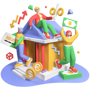 房产投资收益3D插画