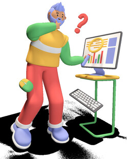 疑惑看数据的3D卡通人物