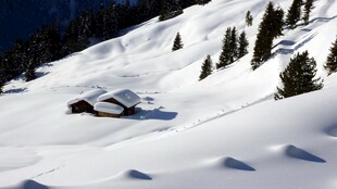 雪坡上的冬日小屋