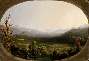 复古郊野远山风景油画
