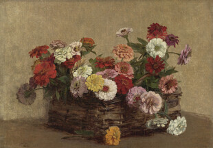 花篮花卉静物油画