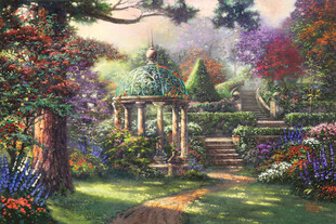 唯美花园风景油画