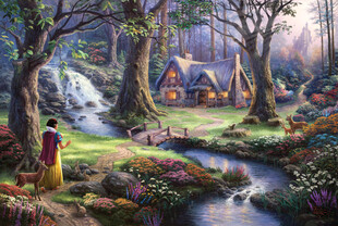 白雪公主林间小屋油画