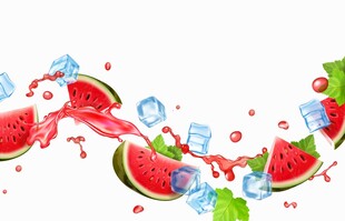夏日冰爽西瓜创意素材