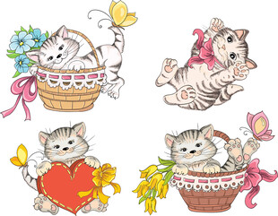 可爱卡通小猫插画合集