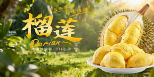 榴莲鲜果宣传海报