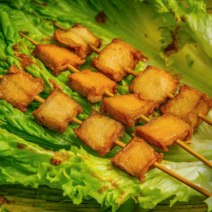 香炸豆干串美食