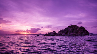 紫霞海岛日落美景