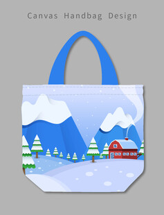 冬日雪景帆布手提袋设计