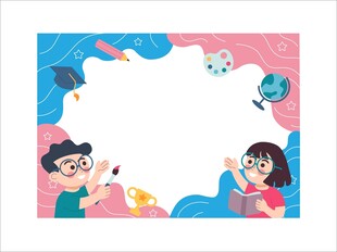 可爱儿童学习展板模板