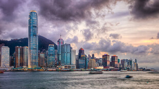 香港维港黄昏城市风光