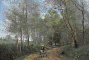 林间小路风景油画