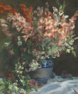瓶中花卉静物油画