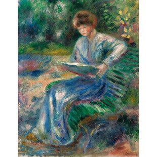 花园阅读女子印象派油画