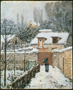 冬日乡村雪景油画