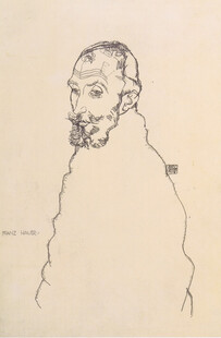 线描胡须男子侧身像