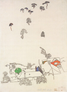 高空跳伞手绘速写