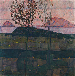 郊野黄昏风景油画