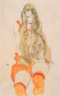 手绘长发女性速写