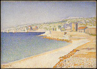 滨海沿岸风景油画