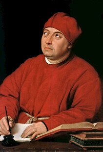红衣学者古典肖像油画