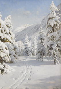 冬日雪原松林雪景
