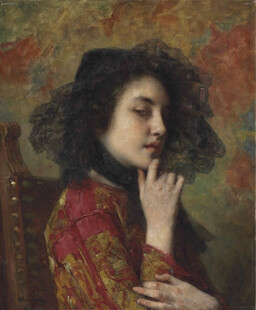 沉思女子古典油画肖像