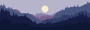 月夜山林插画