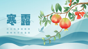 寒露节气石榴手绘插画