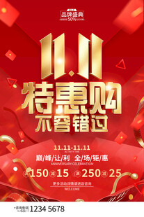双11特惠购促销海报