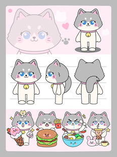卡通萌猫布偶猫三视图