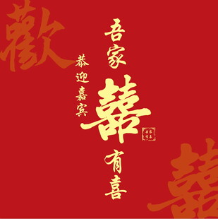 吾家有喜婚庆红底背景