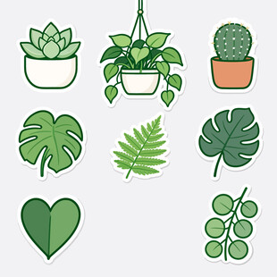 手绘可爱绿植贴纸合集