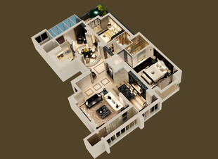 全屋户型3D立体效果图