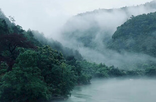 雾漫青山碧水