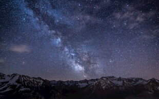 雪山之巅银河夜景