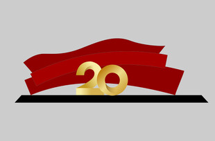 20周年红飘带装饰造型