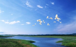 旷野河畔晴空美景