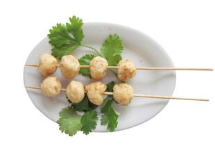 美味肉丸串摆盘