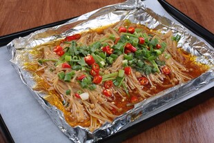锡纸烤金针菇