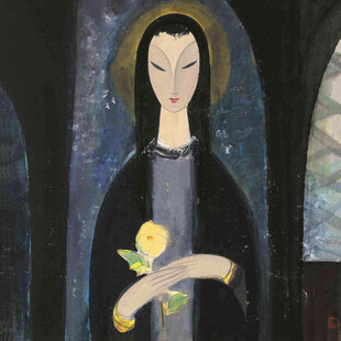 中式圣女装饰人物油画