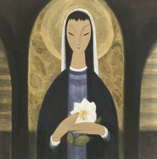 持白花圣女装饰插画