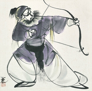 水墨古风射箭武士