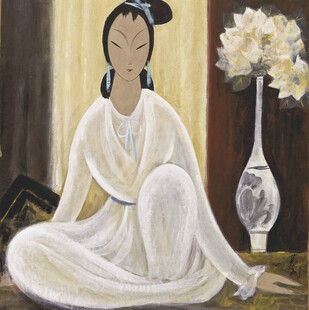 古风仕女花瓶装饰画