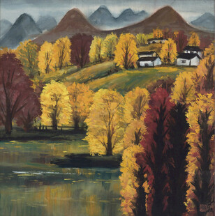 秋日乡野风景油画