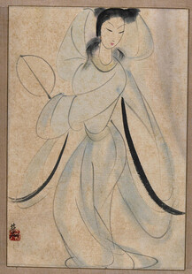 古风持扇仕女图