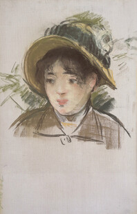 戴帽少女肖像水彩画