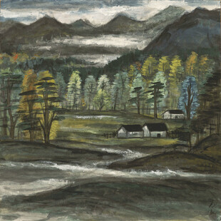 山水乡村风景油画