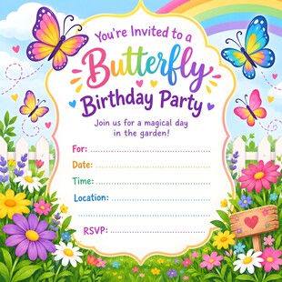 蝴蝶生日请柬